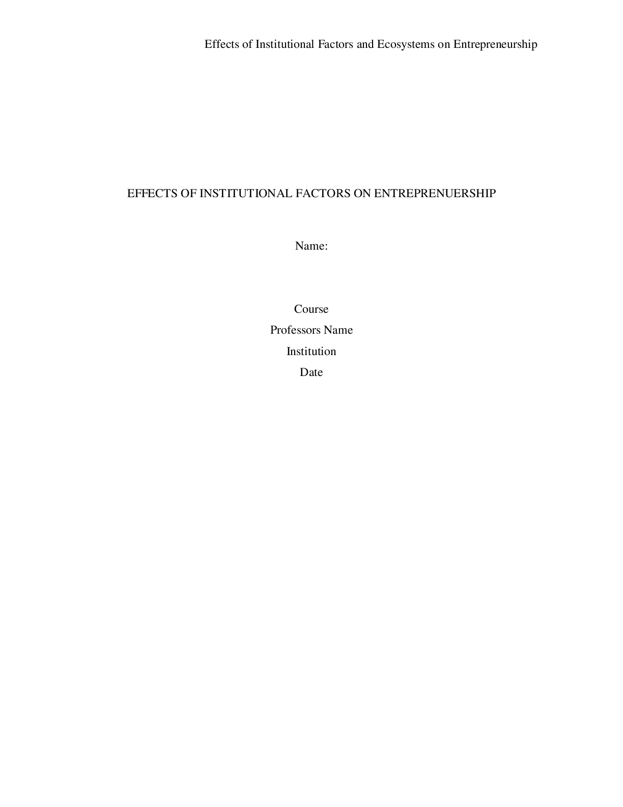 Preview image for Effects of Institutional Factors and Ecosystems on Entrepreneurship in organizations